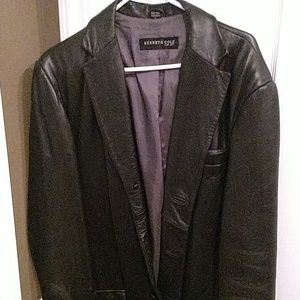 Kenneth cole black leather blazer
